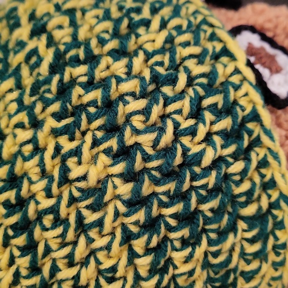 Beardo hat! Hat with beard. NWOT handmade crochet by me. Yellow green brown - Picture 4 of 14